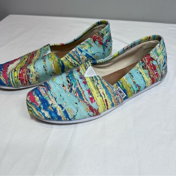 Toms Tyler Ramsey watercolor beach slip on classic alpargata size 8.5